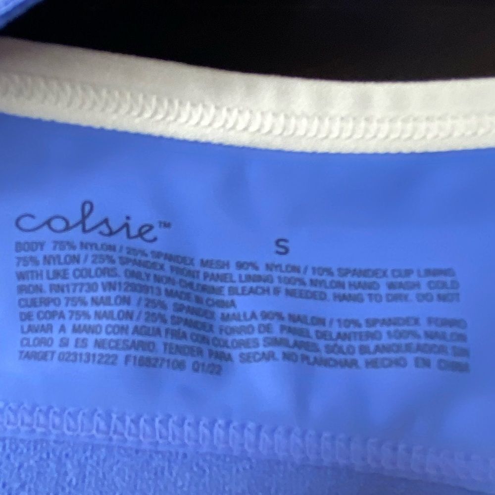 Colsie light blue sports bra, size small - Picture 9 of 10
